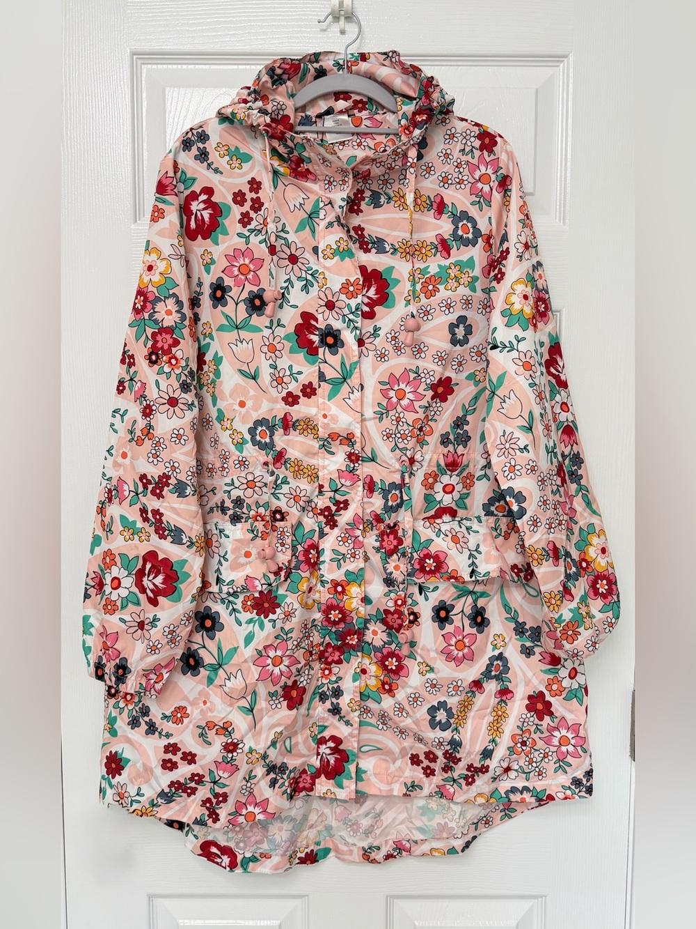Vera Bradley Packable Floral Raincoat Hooded Jacket Size L NWT